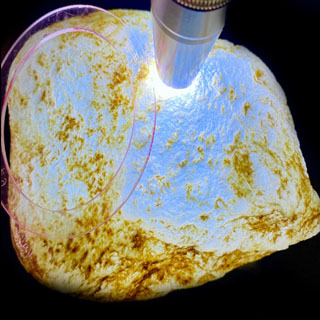 翡翠原石皮壳上如何看出荧光